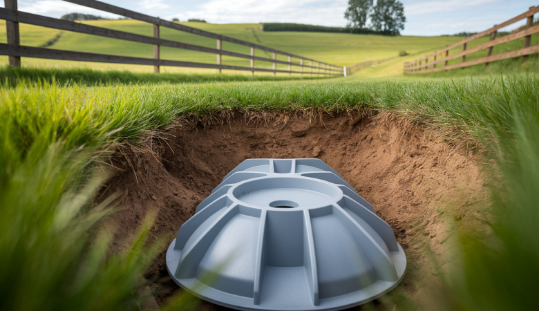 fosse-septique-surface-visible-herbe-verte-cloture-bois