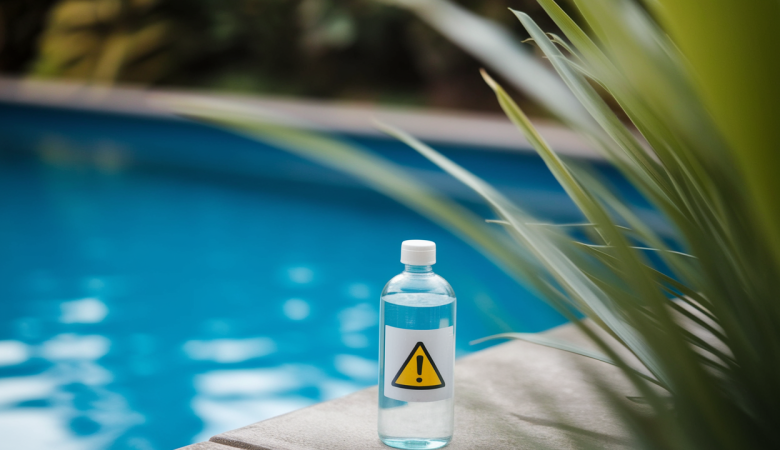 piscine-eau-bleue-bouteille-avertissement