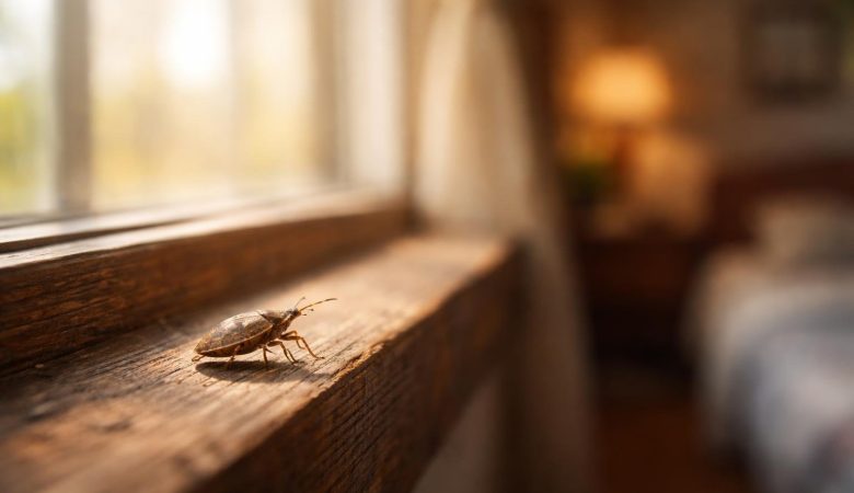 insecte-marron-rebord-fenetre-bois