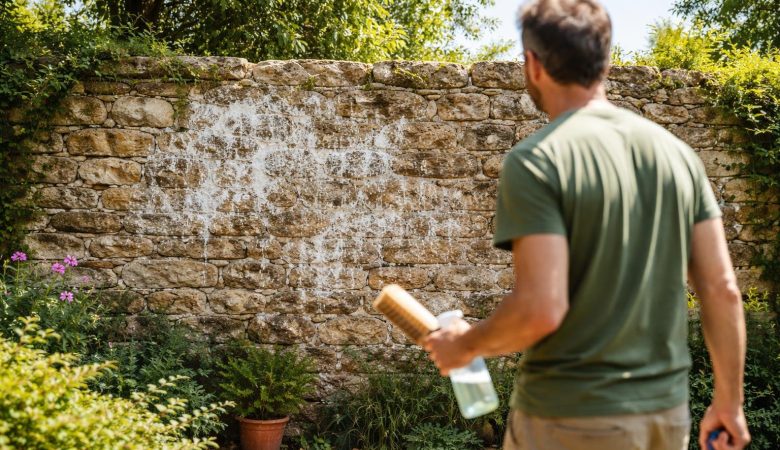 mur-pierre-salpêtre-homme-jardin