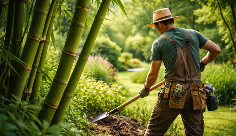 jardinier-equipement-bambous-jardin-verdoyant